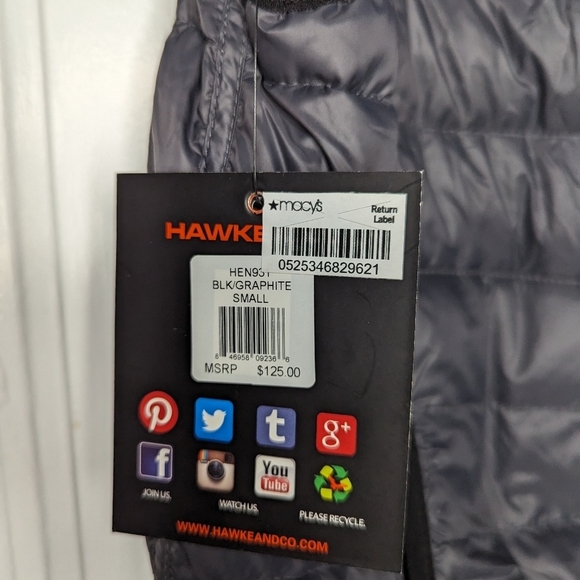 NWT Reversible Hawke & Co Quilted Nylon Vest in Graphite Men's Small - Picture 3 of 7